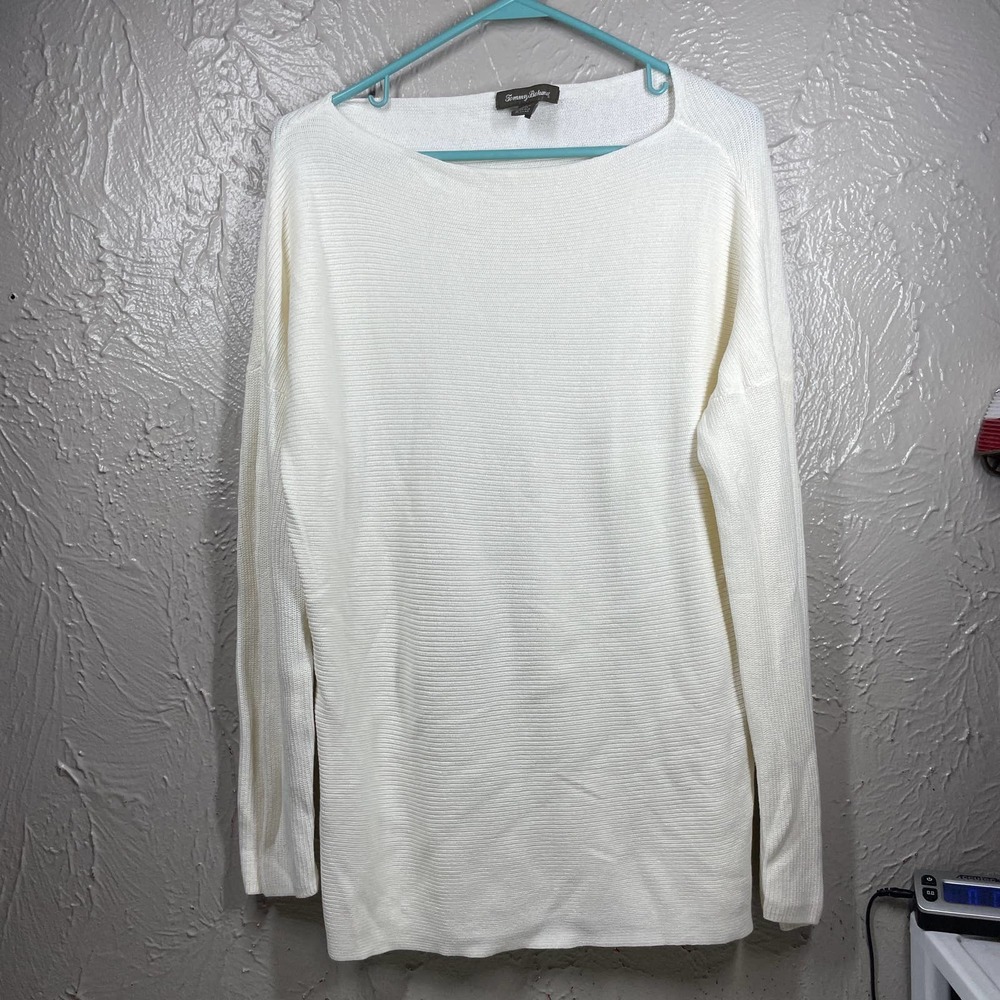 Tommy Bahama Off-White boat Neck Loose Knit Lightweight Sweater Womens Sz Medium